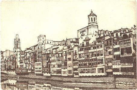 vista de Girona gravat